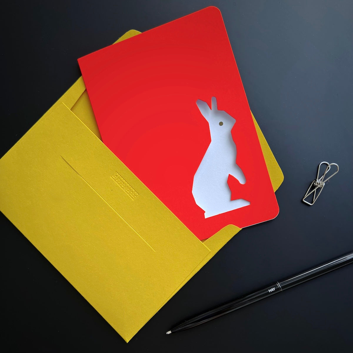 Karte mit Hase, Neon