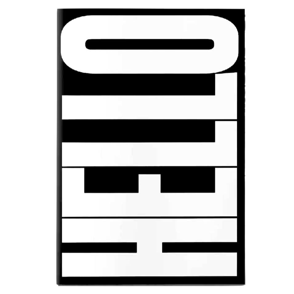 Notizheft mit zwei Cover Seiten 'Hello & Ciao' in Schwarz und Weiß. Die 60 Seiten des Innenteils sind Neonorange kartiert. Abgerundete Ecken.