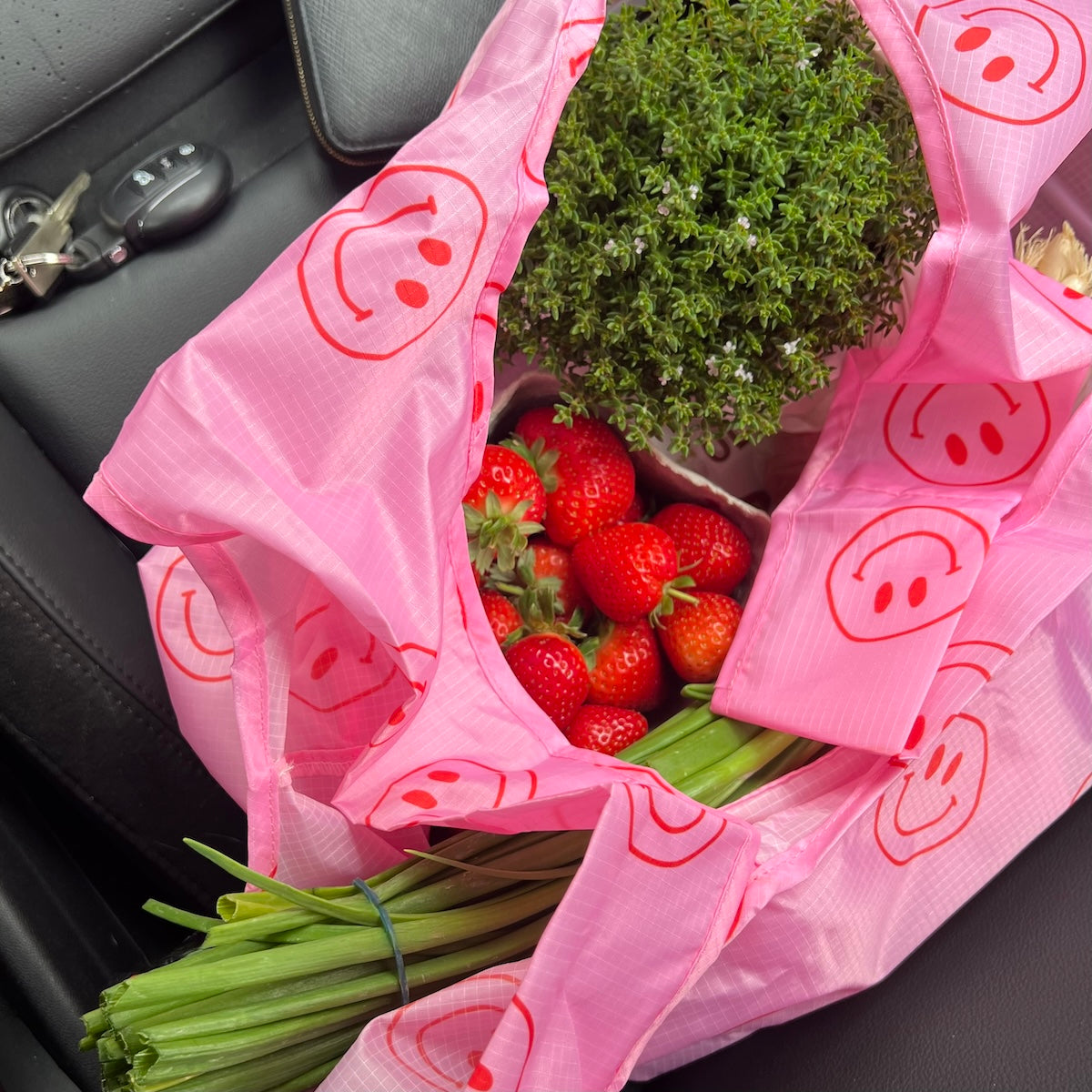 Einkaufstasche Shopping Bag - Pink Smiley, nachhaltig