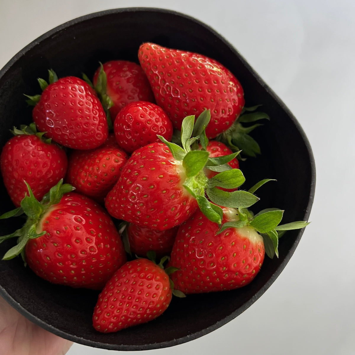 Schwarze Keramik Schale mit Erdbeeren