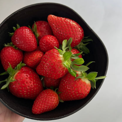 Schwarze Keramik Schale mit Erdbeeren