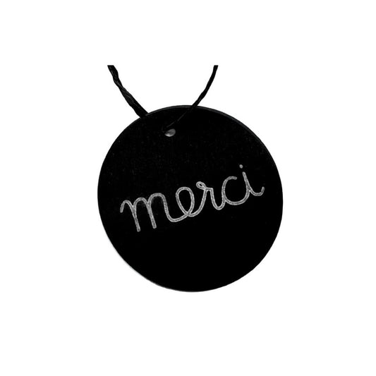 Gschenkanhänger Merci schwarz handgestempelt