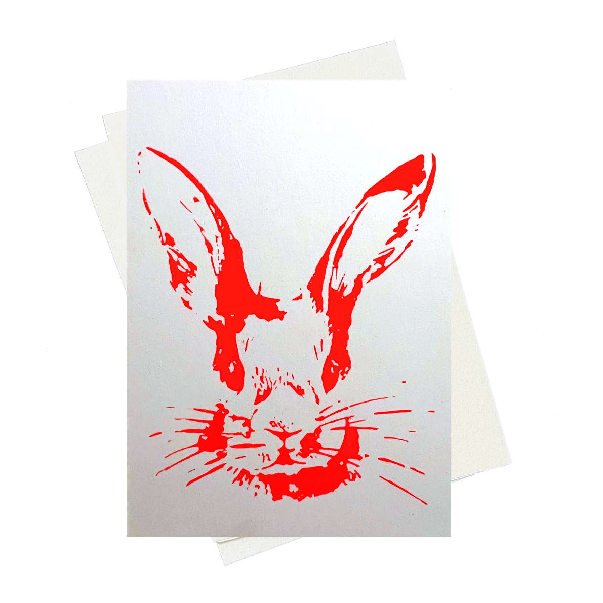 Postkarte neon Hase im Siebdruck A6