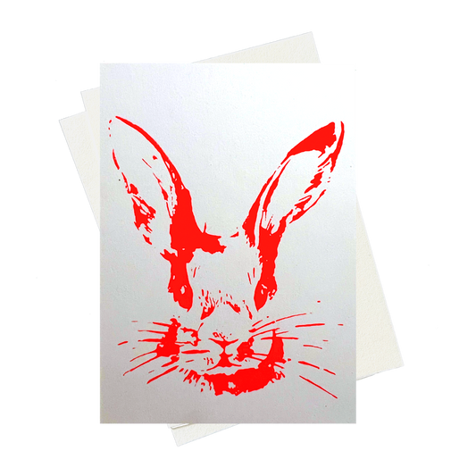 Postkarte neon Hase im Siebdruck A6