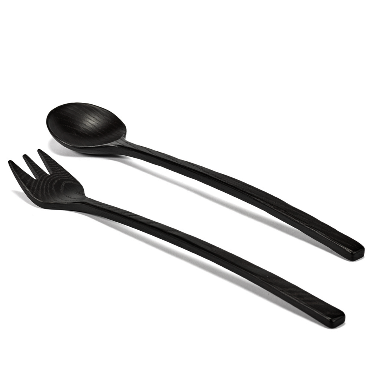 Langes schwarzes Salatbesteck 