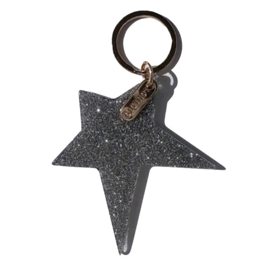 Schlüsselanhänger Star mit Glitzer Stern Silber aus Acetat von Lou Loto, 5 cm
