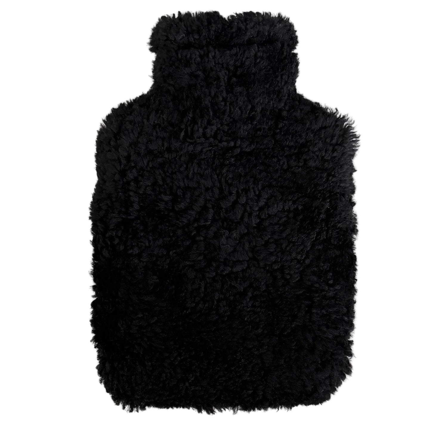 Schwarze Lammfell Wärmflasche 