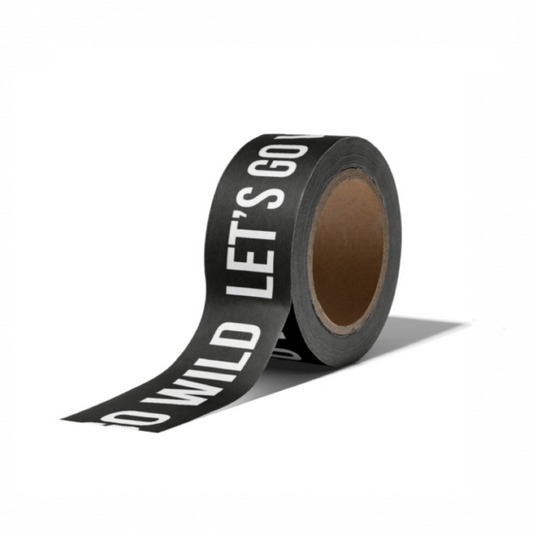Schwarzes Washi Tape mit Schrift
