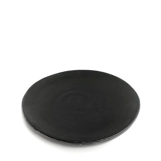 Teller aus schwarz matter Keramik. Ø 14cm Handarbeit