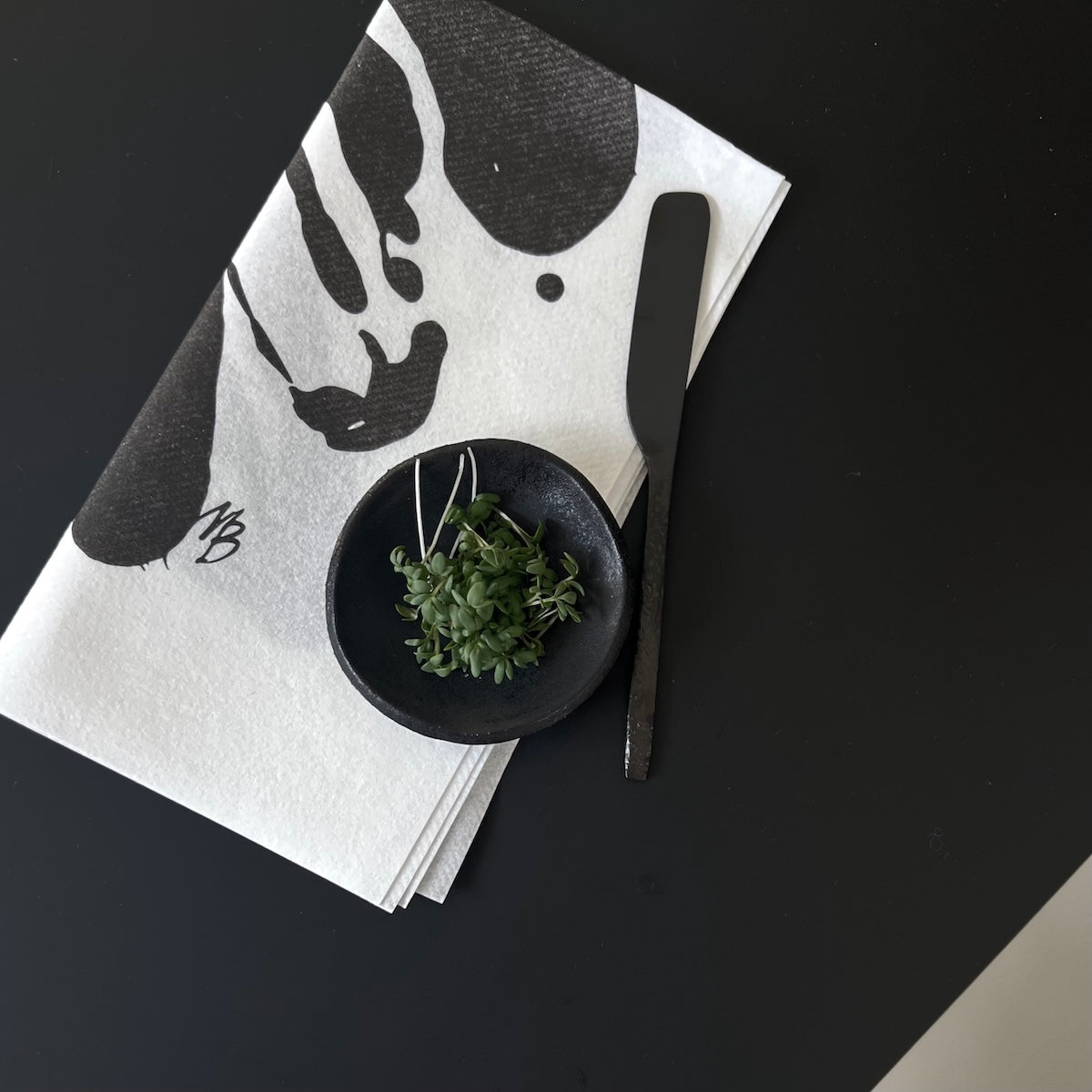 Tischdecke Design Servietten Buttermesser im Detail