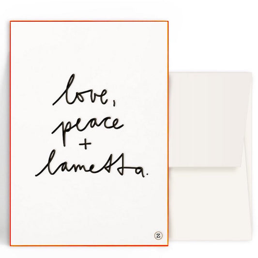 Karte mit Umschlag - love, peace + lametta